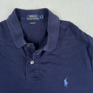 Polo Ralph Lauren‎ Polo Shirt Mens Large Navy Blue Classic Pony Logo Sleeve Logo